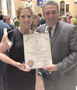 Simeone being honored as an Unsung Heroine at the Massachusetts State House with State Representative Kenneth Gordon in 2018 Simeone being honored as an Unsung Heroine at the Massachusetts State House with State Representative Kenneth Gordon in 2018